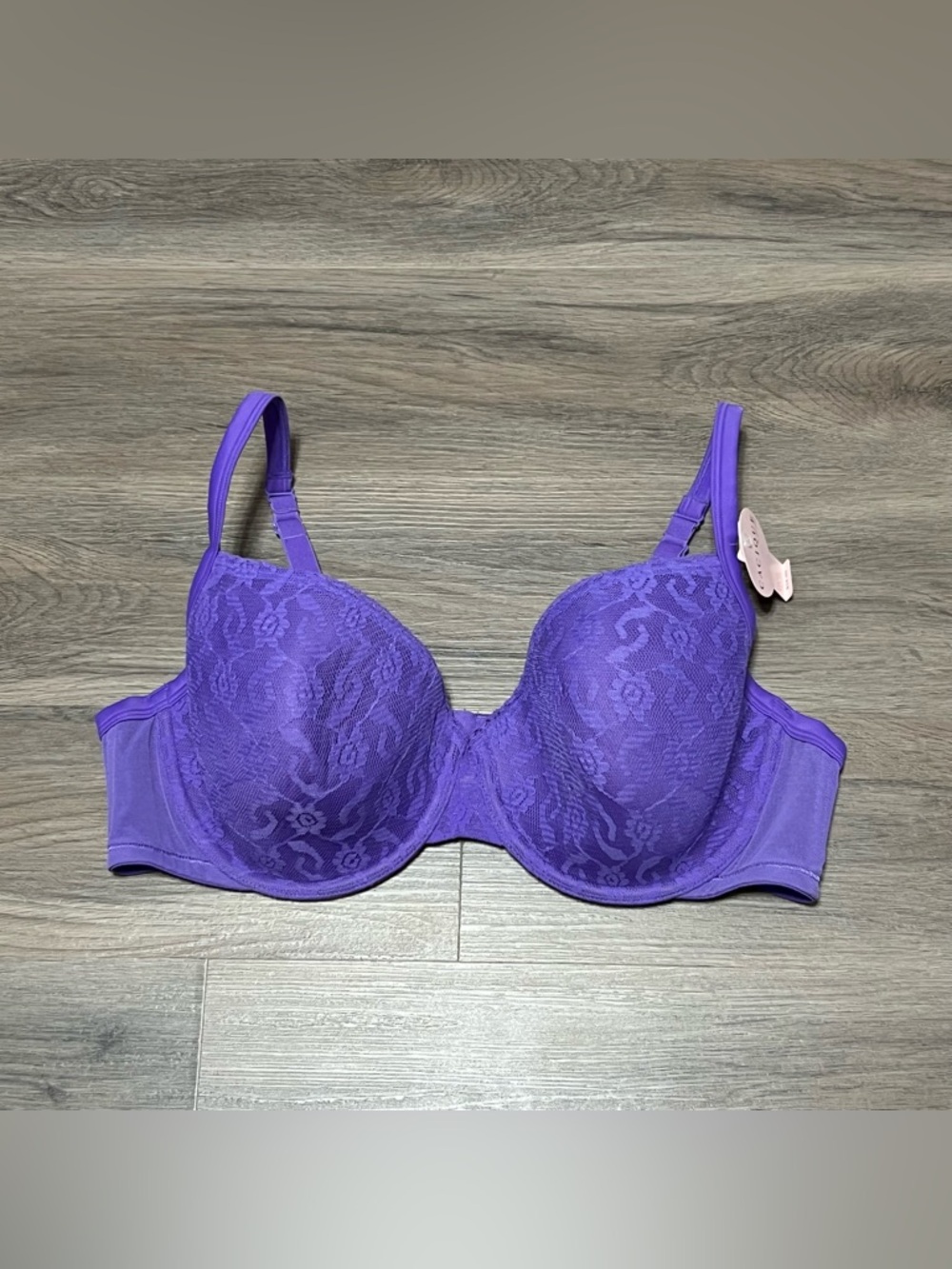 Cacique 42D Bra Purple Lace T-Shirt Bra Lightly Lined Convertible Straps NWT